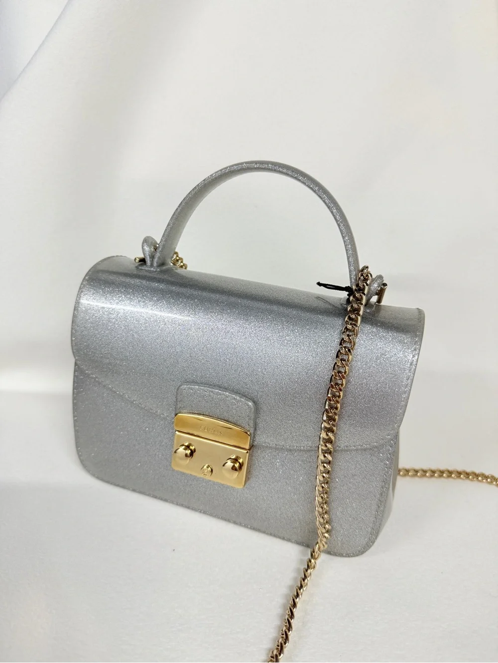 Furla Candy Meringa Mini Crossbody Bag In Silver